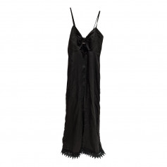 Robe d'été lin noire avec bas en dentelle TXS