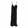 Robe d'été lin noire avec bas en dentelle TXS