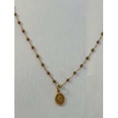 Collier or rose perles dorés + pendantif Madone Gigi Clozeau