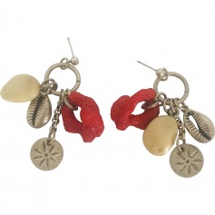 Boucles d'oreilles Argent/corail rouge Scooter